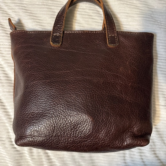 Portland Leather Brown Mini Crossbody Tote Bag with Tassel - Picture 2 of 4